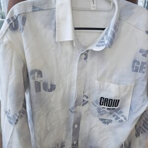 Fashion Brand Company White and Gray Graphic Shirt